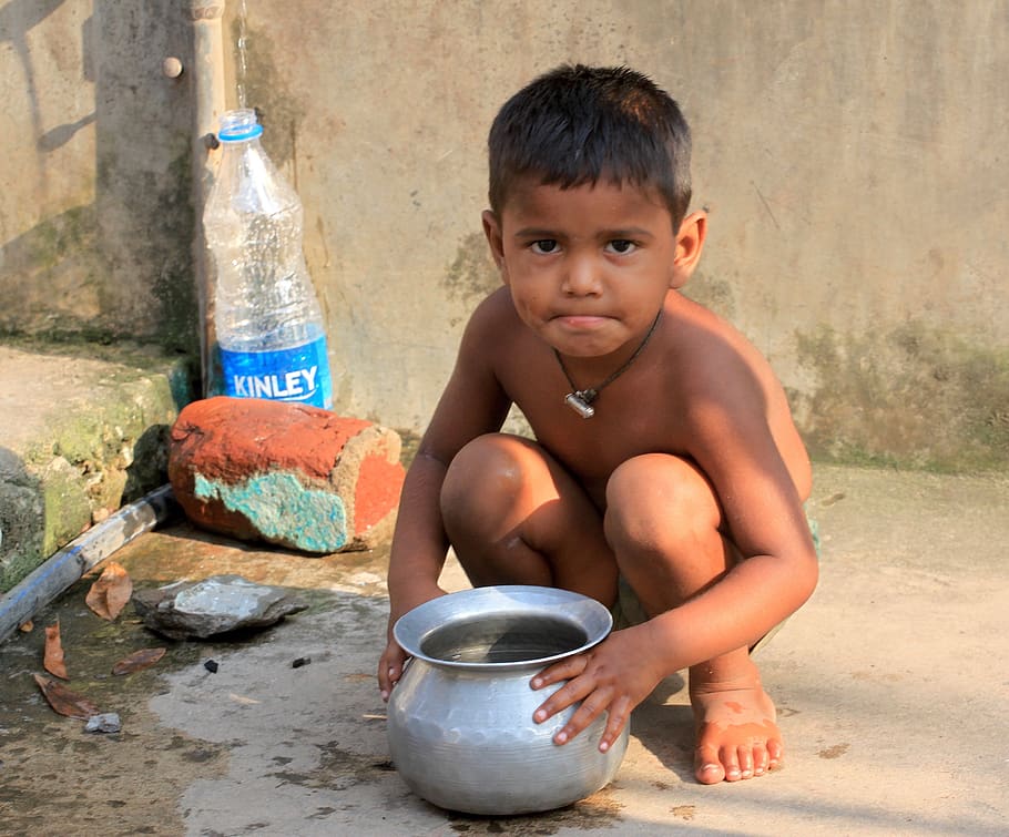 boy, india, pot, poverty, child, poor, childhood, kid, young, underprivileged