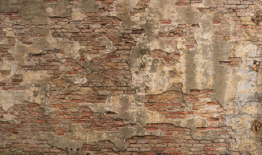 갈색 벽돌 벽, 벽, 늙은, 돌담, 벽돌, 해체하다, 풍화 된, 자연석, 배경, 낡은