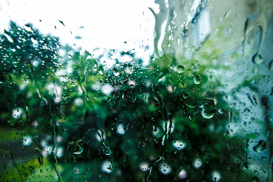 gotas de água, bloco de vidro, fechar, foto, chuva, gota, vidro, dia, ainda, itens