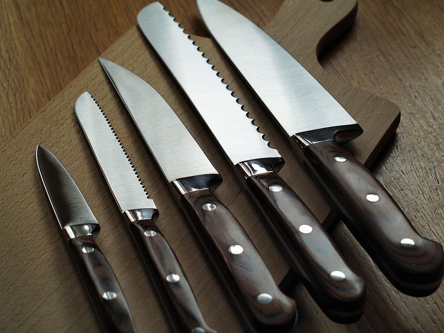 pisau, paling keren, baja, peralatan, besi tahan karat, berkilau, kayu, pemotongan, alat makan, menangani