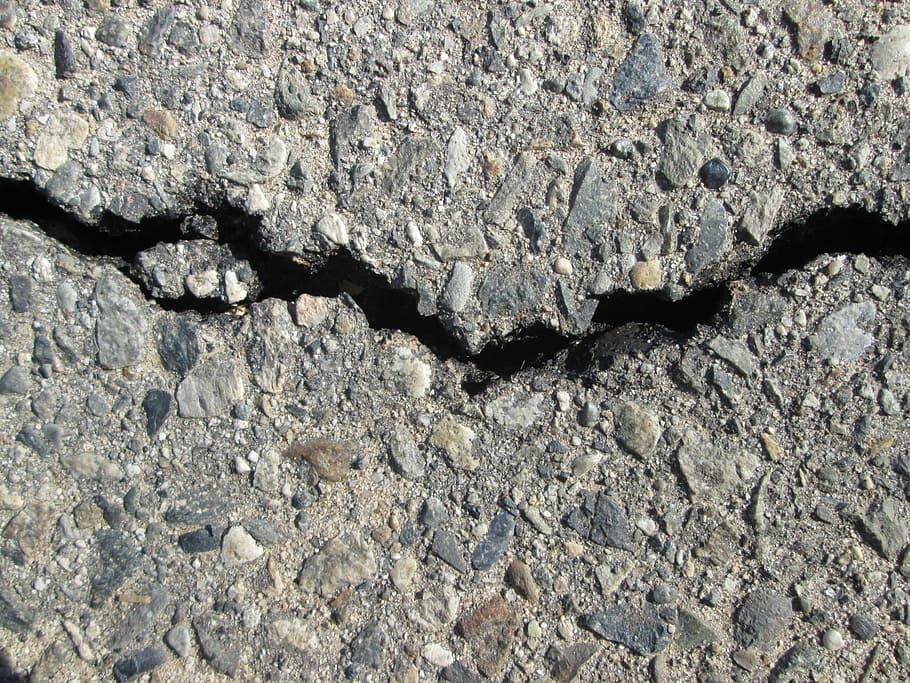 灰色の石, アスファルト, 亀裂, 背景, ライン, 道路, 通り, 損傷, 表面, 壊れた