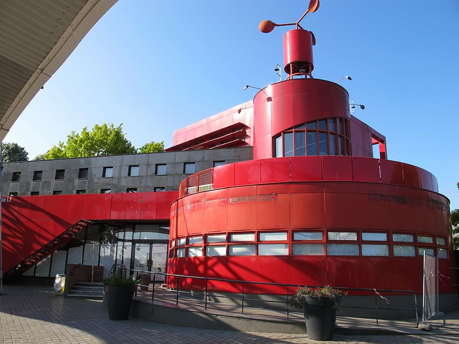 Francia, París, la ville-les-floating, poli, arquitectura, estructura construida, rojo, exterior del edificio, cielo, naturaleza
