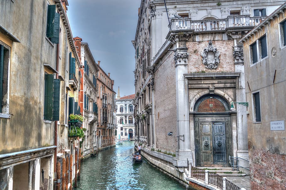 orang, perahu, grand, kanal, grand canal, venice, italia, gondola, arsitektur, venezia