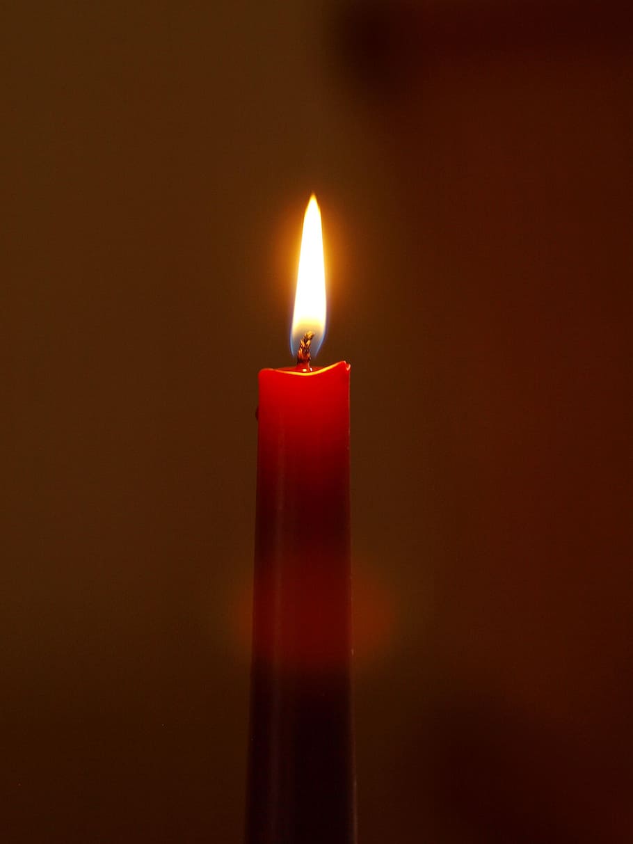 candle, wick, red, cozy, quiet, flame, light, burn, atmosphere, burning