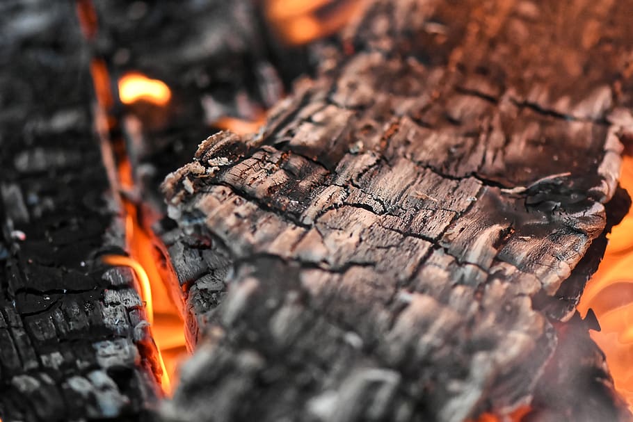 fuego, llama, madera, carbonizado, ceniza, marca, quemar, calor, caliente, luz