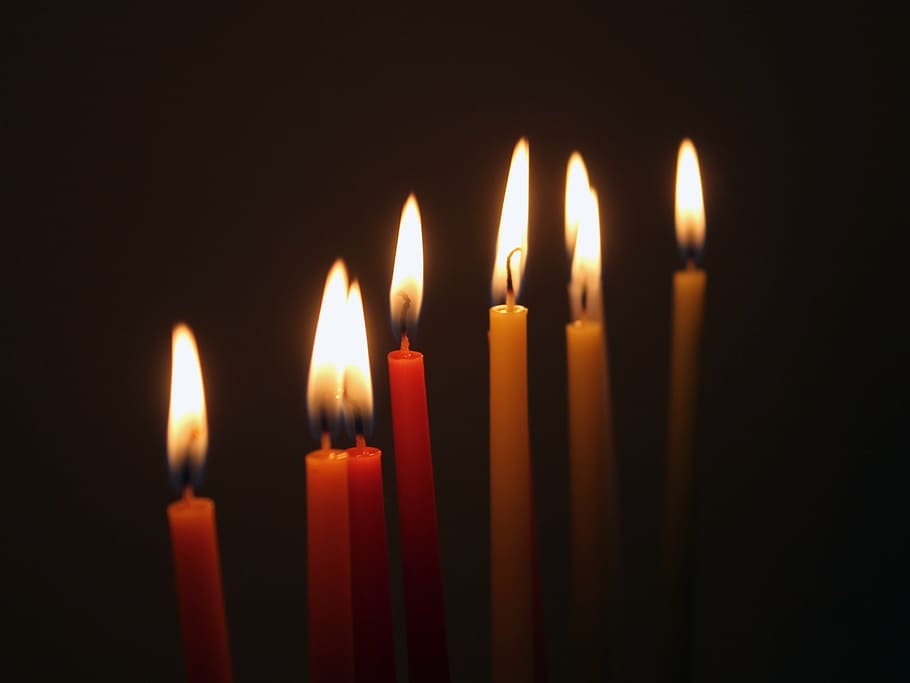candles, hanukkah, jews, religion, candle, dark, burning, fire, flame, fire - natural phenomenon