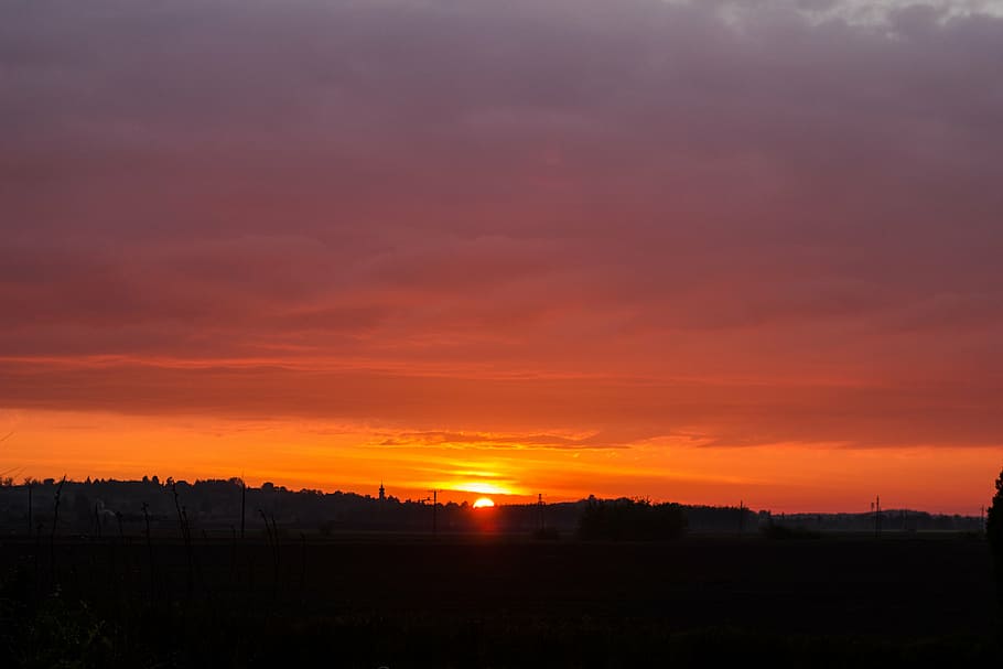 sunset, cloud, light, sky, in the evening, orange, landscape, colors, red, color