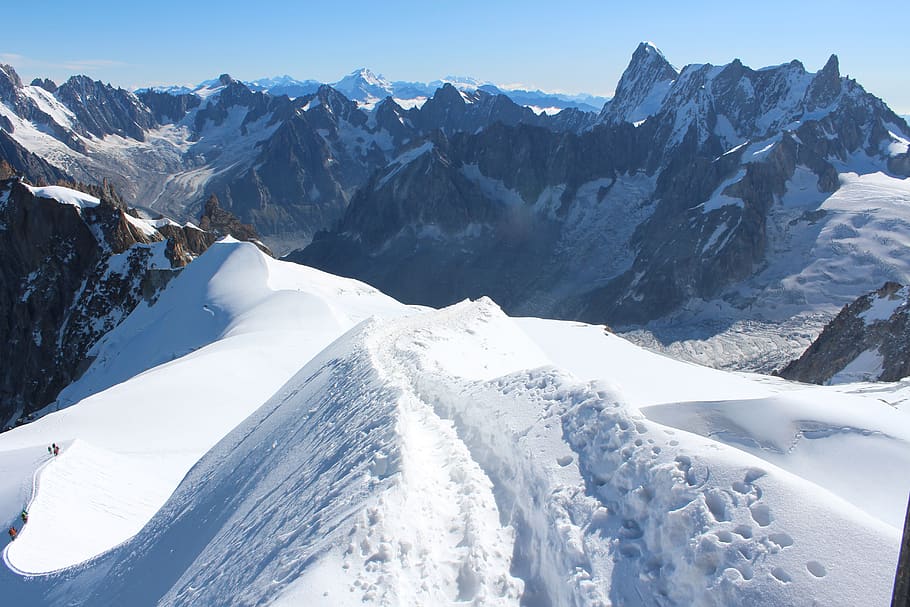 mont-blanc, mendaki, salju, gunung, suhu dingin, musim dingin, scenics - alam, keindahan di alam, Pegunungan, gunung berselimut salju