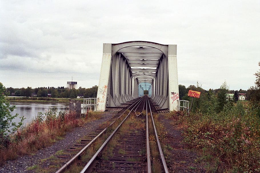 puente, río Torne, Tornio, Finlandia, fotos, dominio público, ferrocarril, río, torne, pistas