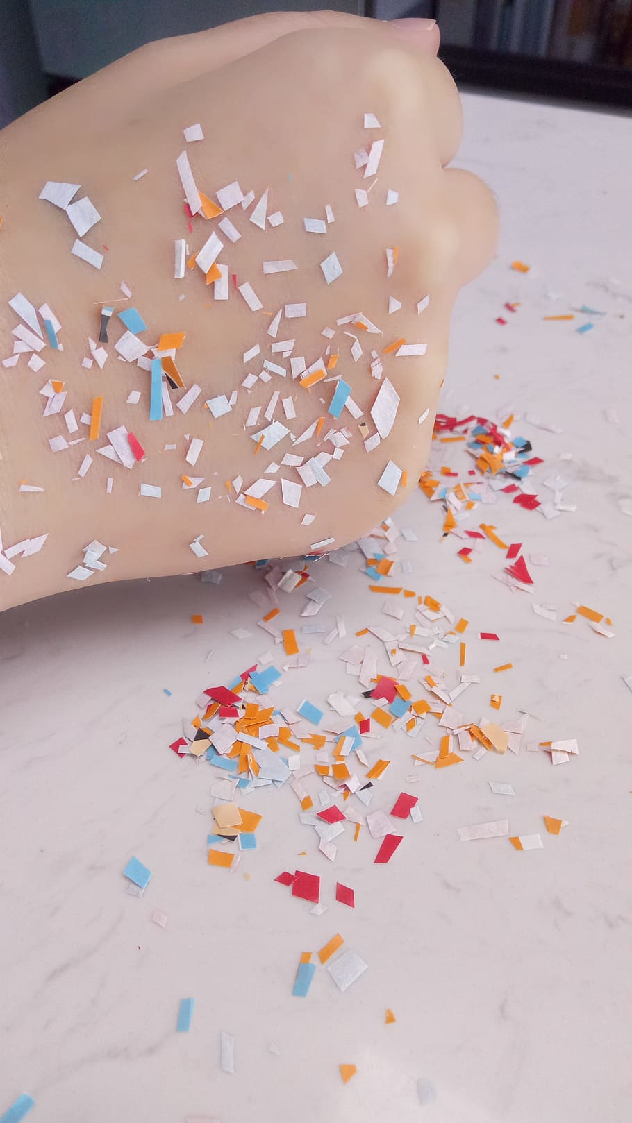 color, label, hand, how much, multi colored, confetti, indoors, celebration, food and drink, close-up
