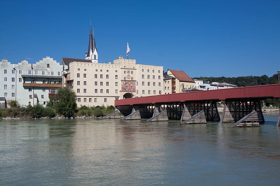 wasserburg, city, fixing, river, bridge, architecture, water, building, homes, sky
