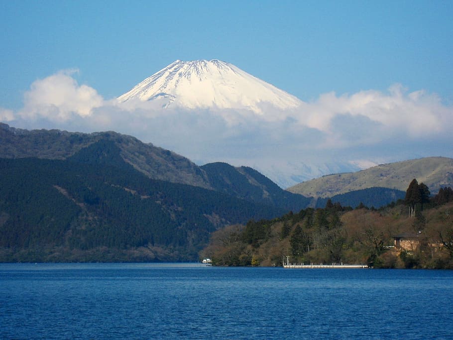 Lake Ashi, Mt Fuji, Kanagawa, Japan, kanagawa japan, mountain, mountain range, scenics, outdoors, lake