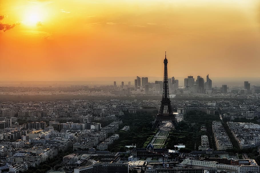 aerial, view, tokyo tower, japan, paris, skyline, dusk, cityscape, twilight, sunset