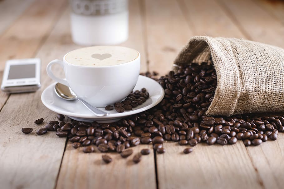 Cappuccino, caffe latte, kopi, biji kopi, cangkir, latte art, bean, brown, drink, coffee - Drink