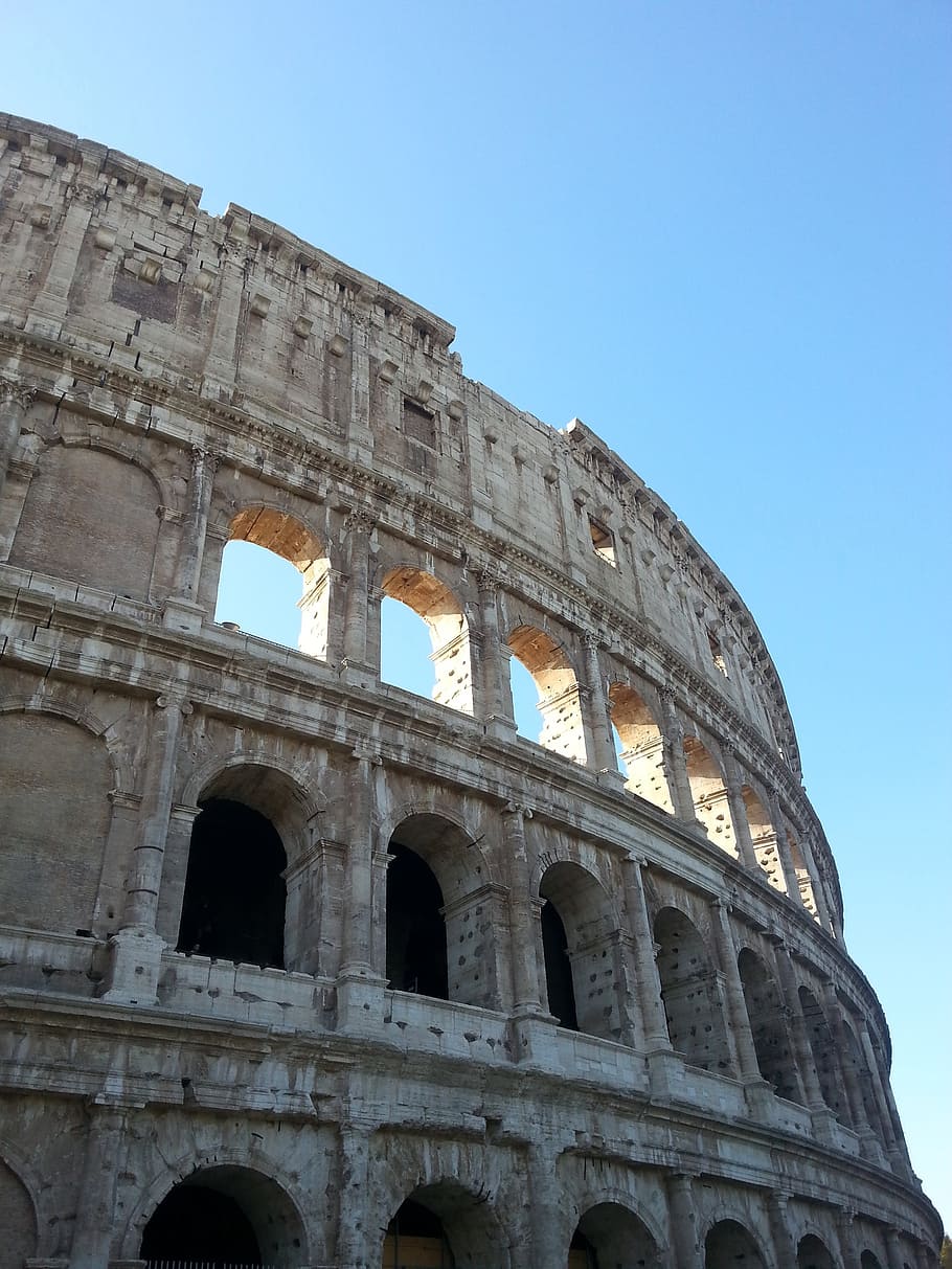 colosseum, roma, italia, pariwisata, kota, di jalan, bangunan, biru, objek wisata, tua