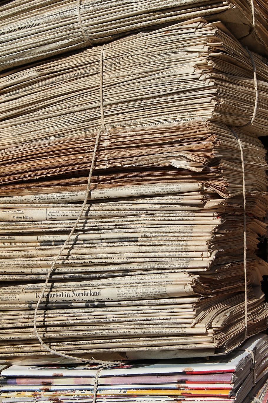 pile of newspaper, waste paper, paper, waste, recycling, disposal, stack, newspaper, paper stack, archive