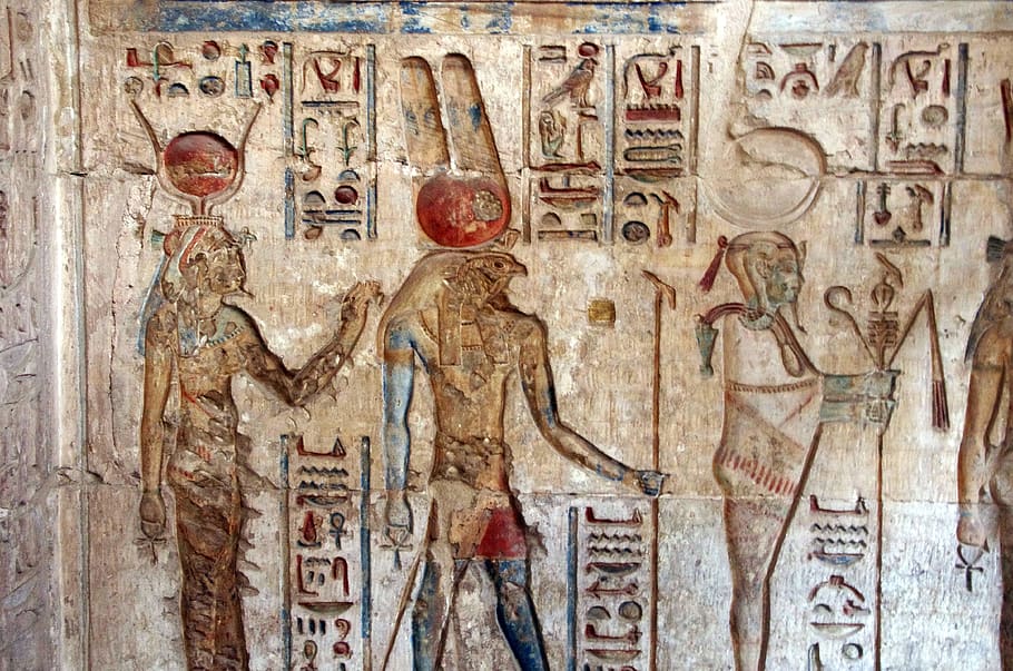 egypt, tomb, deir-el-medina, hieroglyphs, isis, horus, osiris, divinities, antique, culture