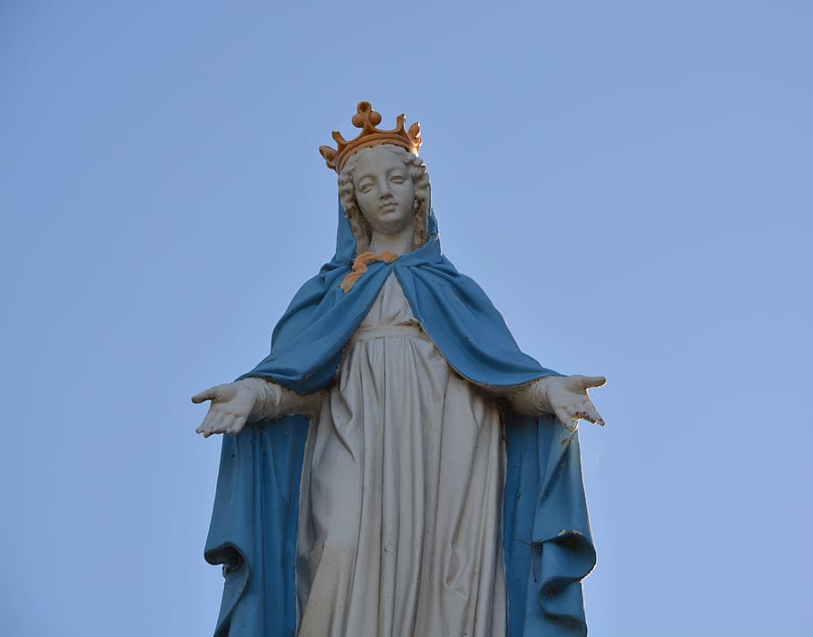 聖なる聖母像, 聖母マリア, cherrueix brittany ille et vilaine, 青い空, 宗教図, フランス, 有名な, 女性, 肖像画, 宗教的人物