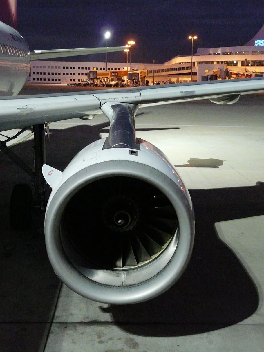 Turbine, Engine, Aircraft, Wing, Airport, turbine, engine, aircraft, wing, motor, force, rotor