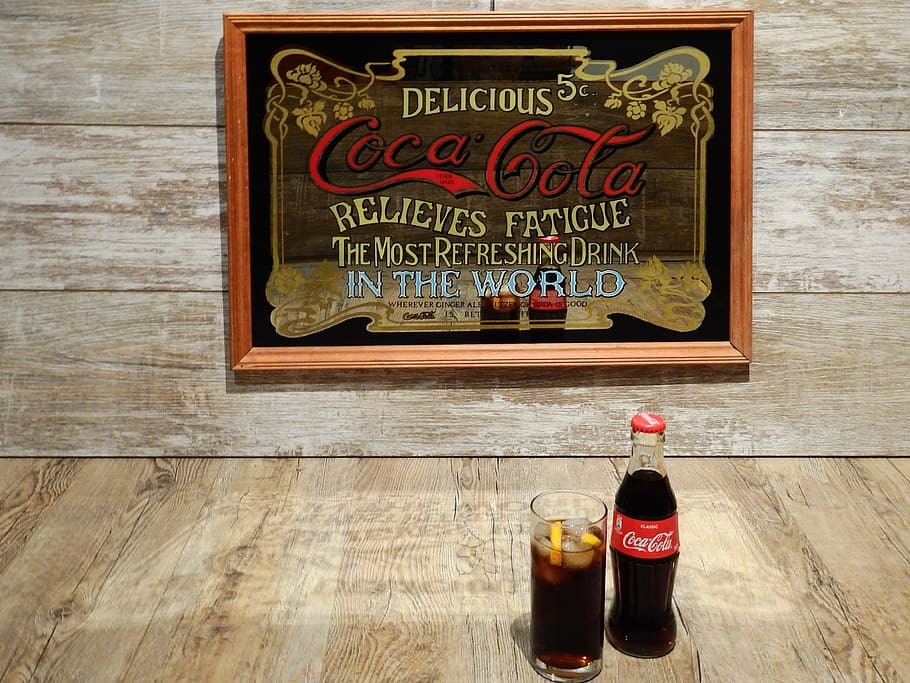 Coca Cola, Coke, Advertisement, cola, mirror, old, advertising sign, shield, advertising, logo