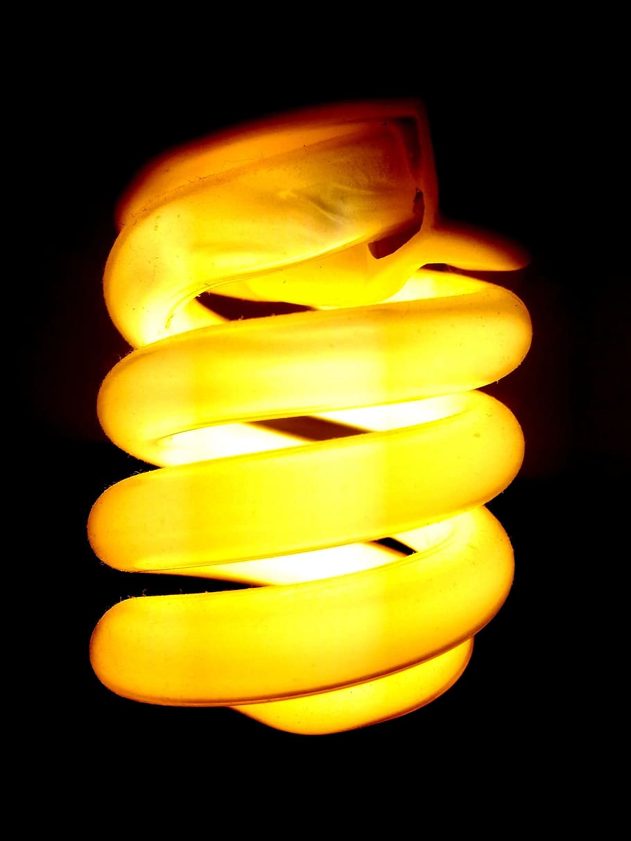 구근, 어두운, 전기, 선명한, 빛, 램프, 노랑, 생각, 힘, 디자인
