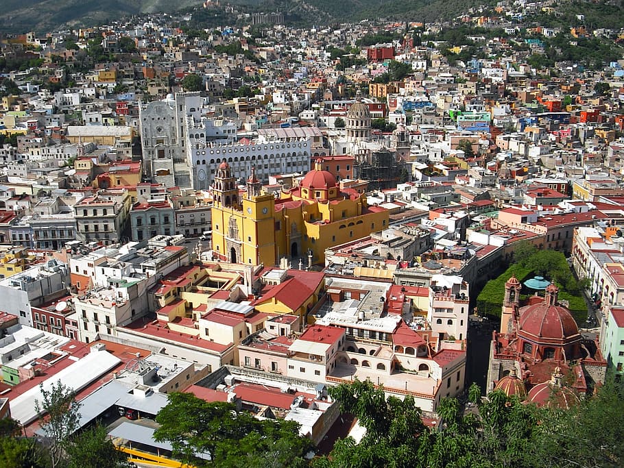 landscape photo, high-rise, buildings, landscape, high-rise buildings, guanajuato, mexico, town, historic, cityscape