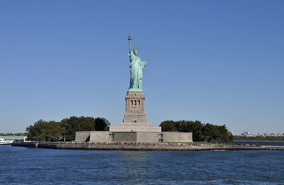statue, liberty, ellis island, new, york, statue of liberty, liberty island, new york city, manhattan, island