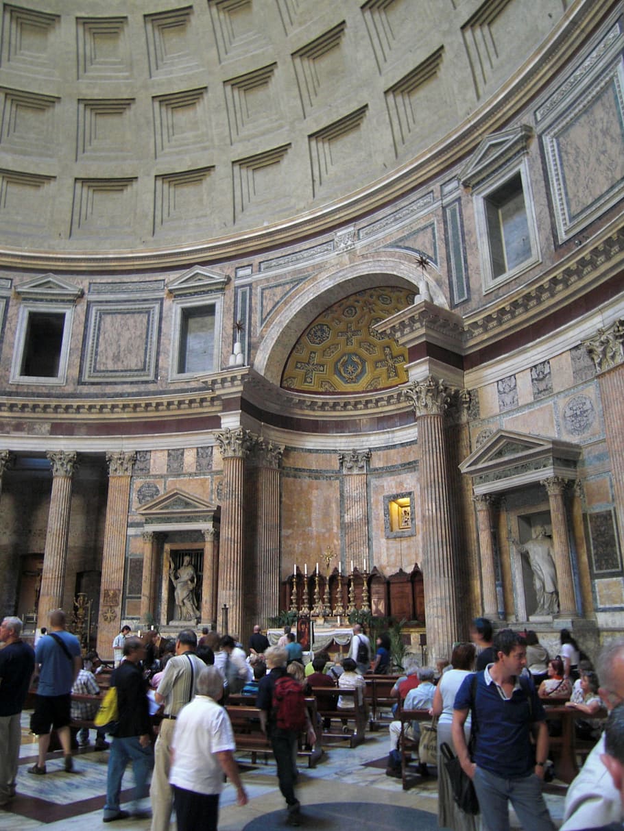 pantheon, rome, italy, church, temple, building, architecture, romans, roman, old