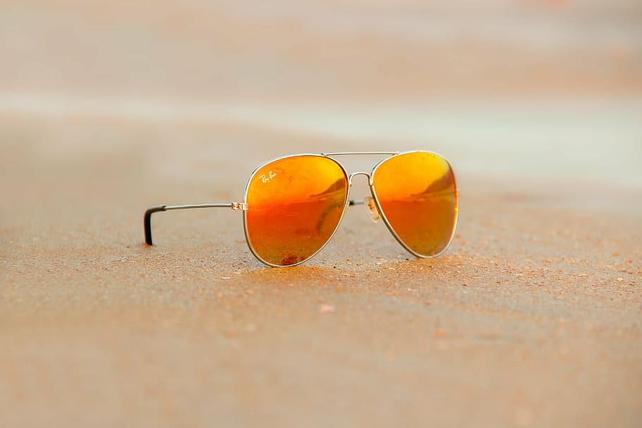 gray, framed, ray-ban, orange, flash lens aviator sunglasses, brown, sand, ray, ban, aviator
