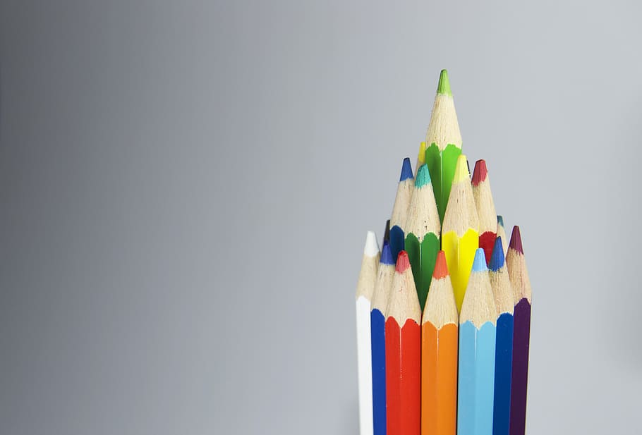 피라미드, 컬러 연필, 연필, 색깔, 화려한, 녹색, 수단, 열, 급성, 갈색