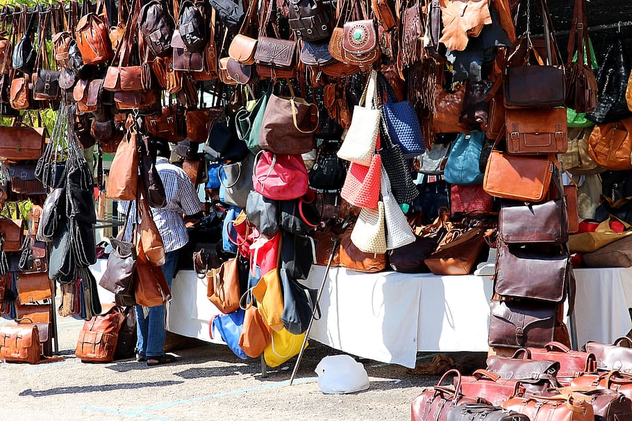 market, bags, colorful, street market, purchasing, bazar, leather goods, leather bags, depend, choice