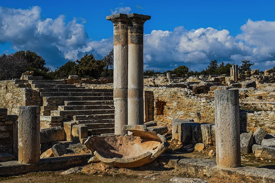gray, brown, landmark, daytime, cyprus, apollo hylates, sanctuary, ancient, greek, historic