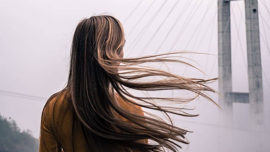 hair, people, woman, alone, bridge, architecture, structure, infrastructure, long hair, hairstyle