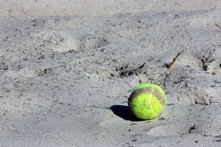 tennis ball, ball, sport, yellow, beach, sand, holiday, sand beach, tennis, day