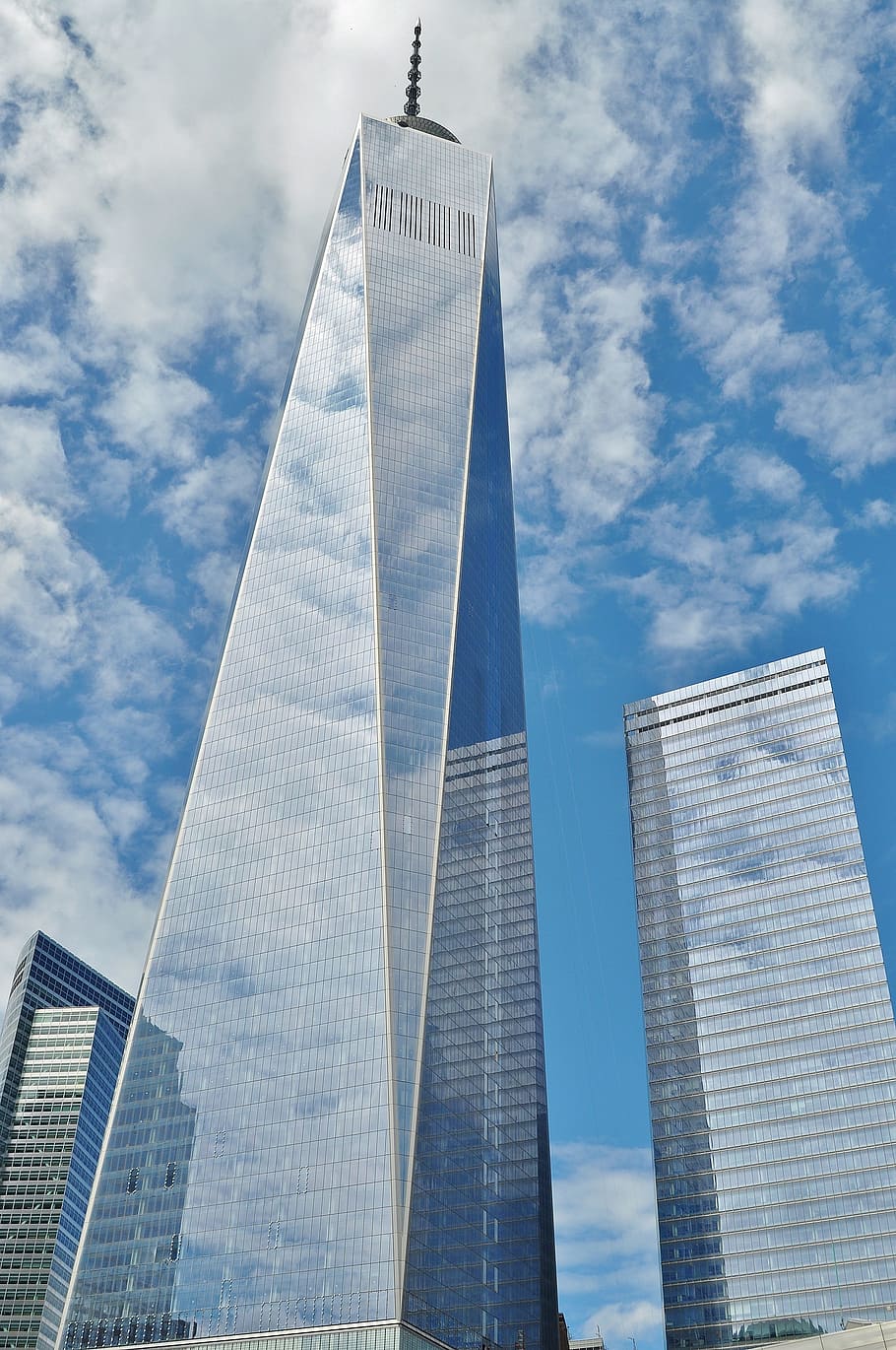 유리, 고층 건물, 낮, 하나의 세계 무역 센터, 맨해튼, owtc, 뉴욕, 건축물, 도심, 마천루