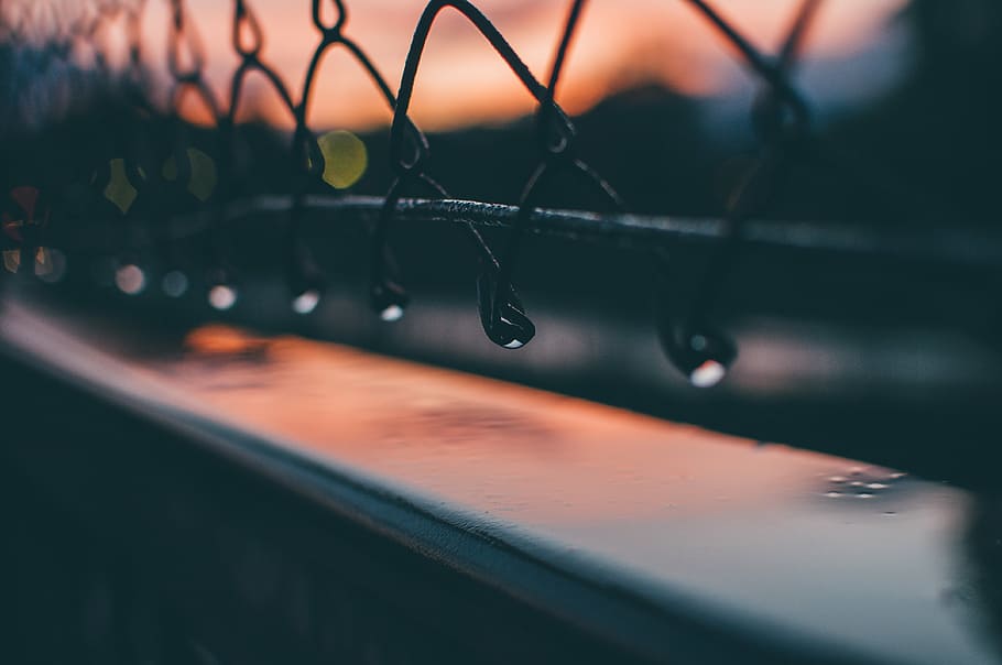 close-up photo, chain-link fence, selective, photograph, chain, link, wire, wall, blur, bokeh