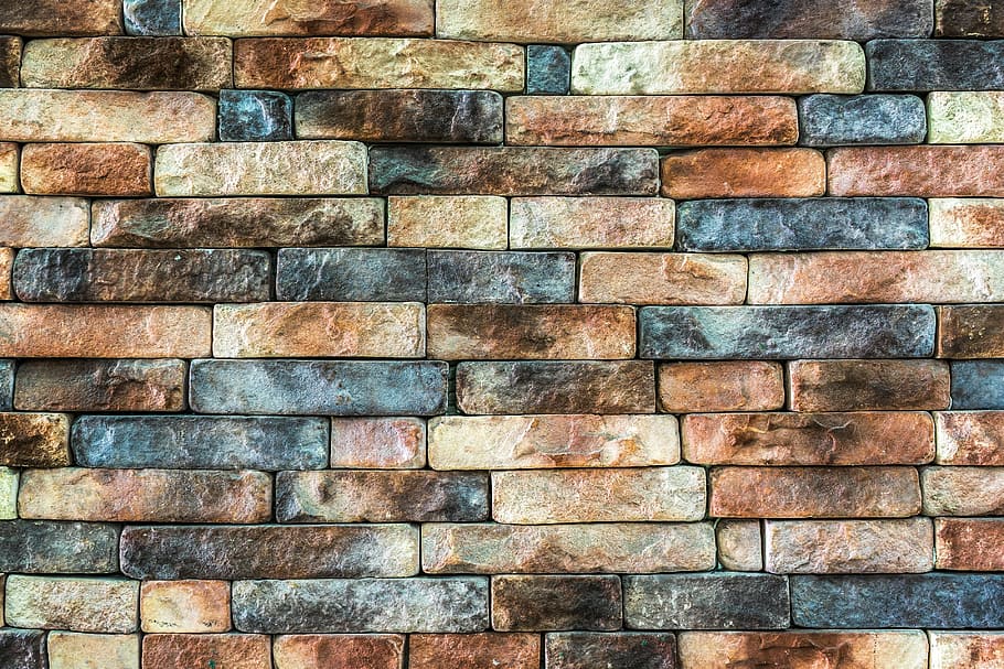 closeup, brown, black, brick, wall, damme, stone wall, pattern, texture, background