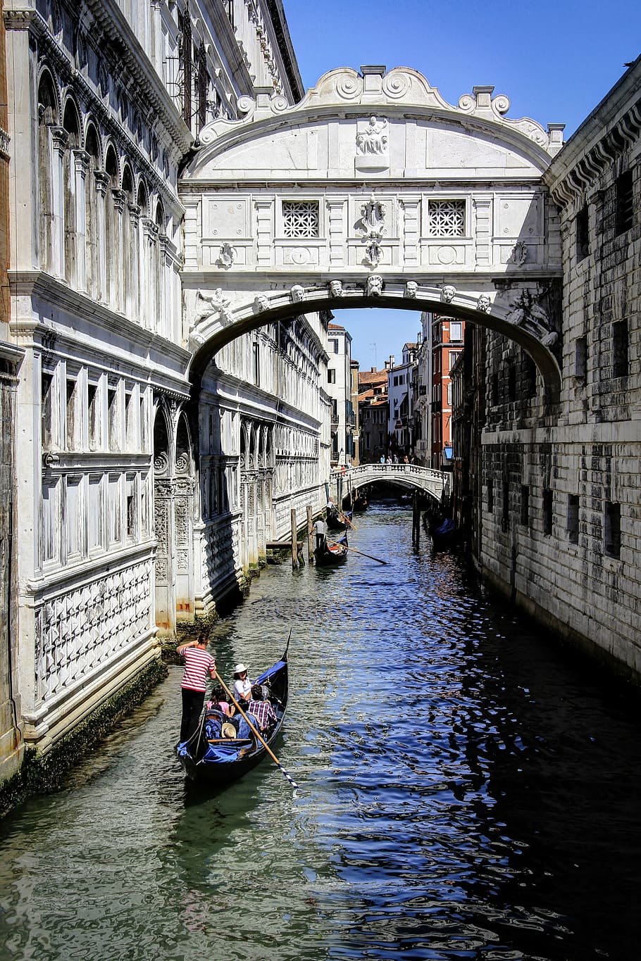 manusia, naik, perahu, jembatan, mendesah, venesia, siang hari, Italia, liburan, lanskap kota