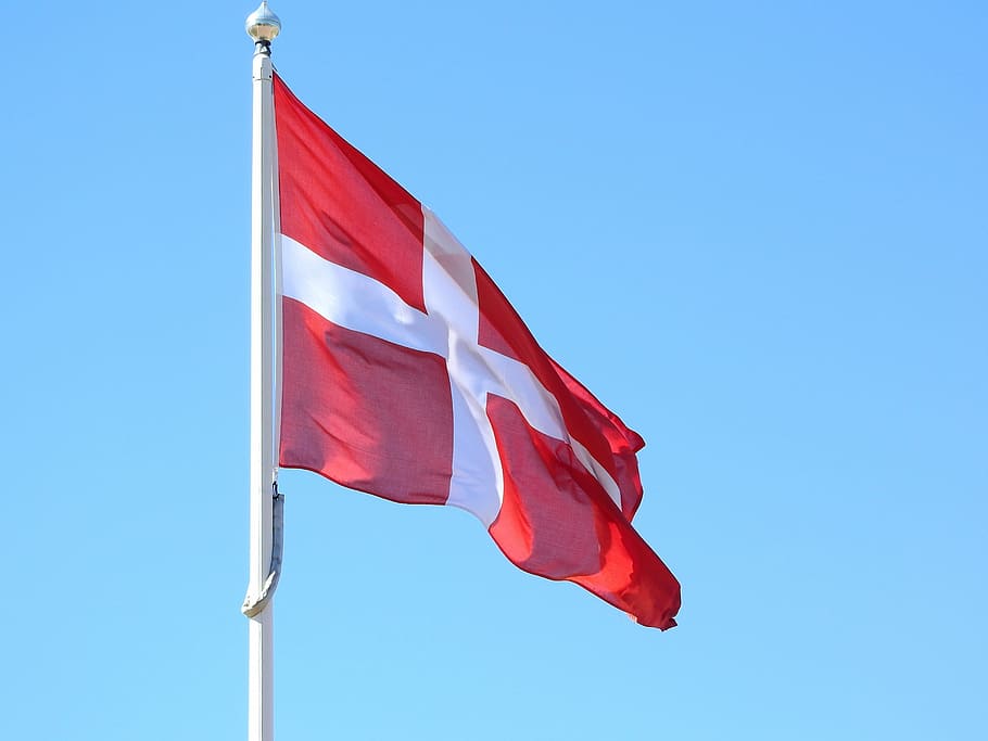 Denmark, Danish Kingdom, Flag, the flag of the, danish flag, red, patriotism, blue, day, sky