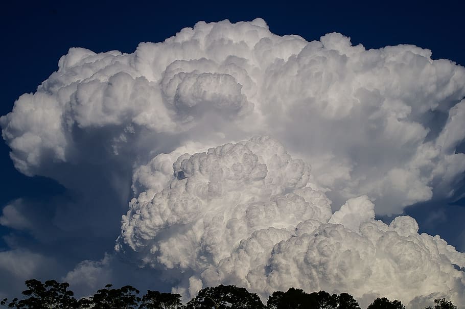 白い厚い雲, 積雲のニンバス, 雲, 白, 大規模な, 劇的な, 天気, 空, オーストラリア, 嵐