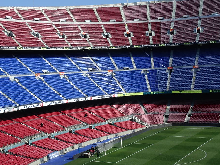 camp nou, barcelona, barca, football, stadium, grandstand, audience, sport, rush, blue