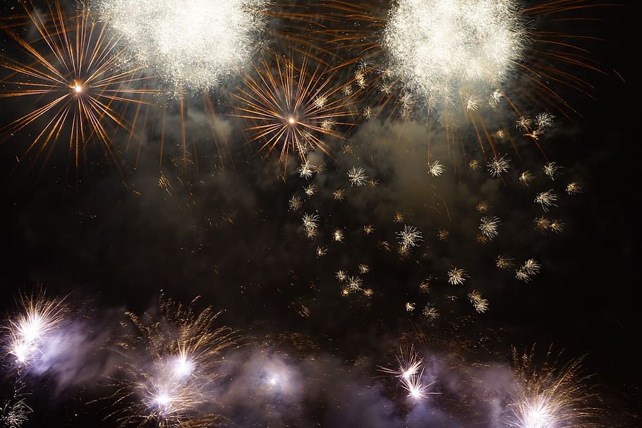 fireworks, rocket, new year's eve, shower of sparks, pyrotechnics, new year's day, fireworks art, shining, star effects, silver