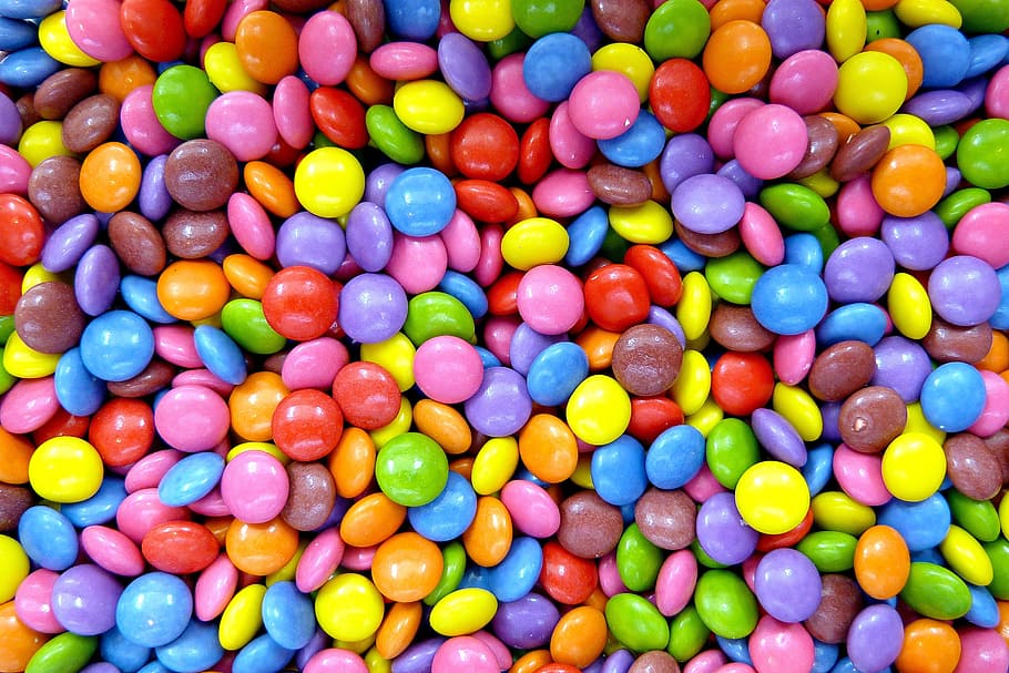 pile, nips candis, smarties, confectionery, lenses, multi colored, large group of objects, food and drink, full frame, food