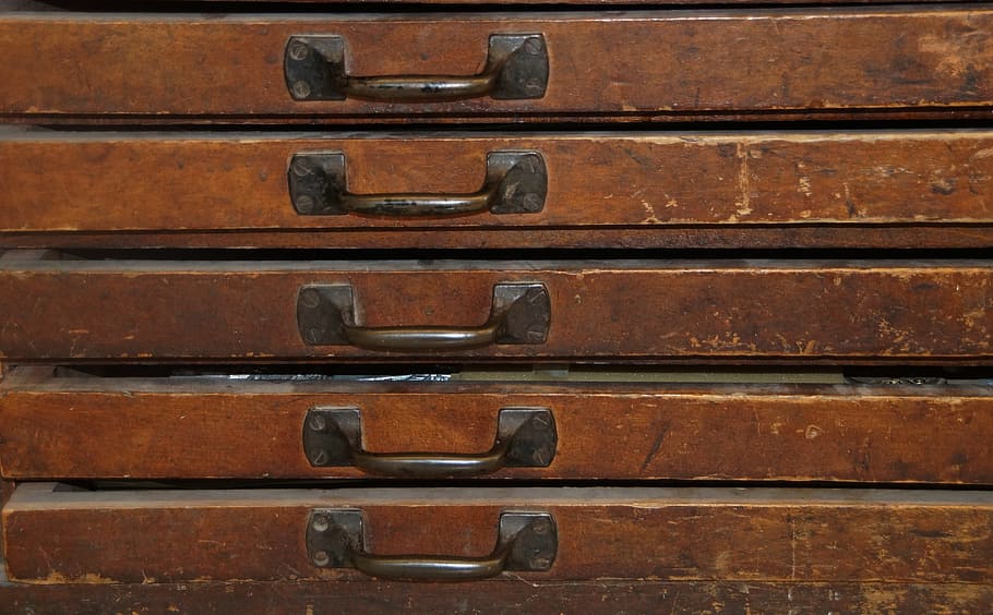 drawers, old, antique, wood, handle, metal, grain, drag, furniture, patina