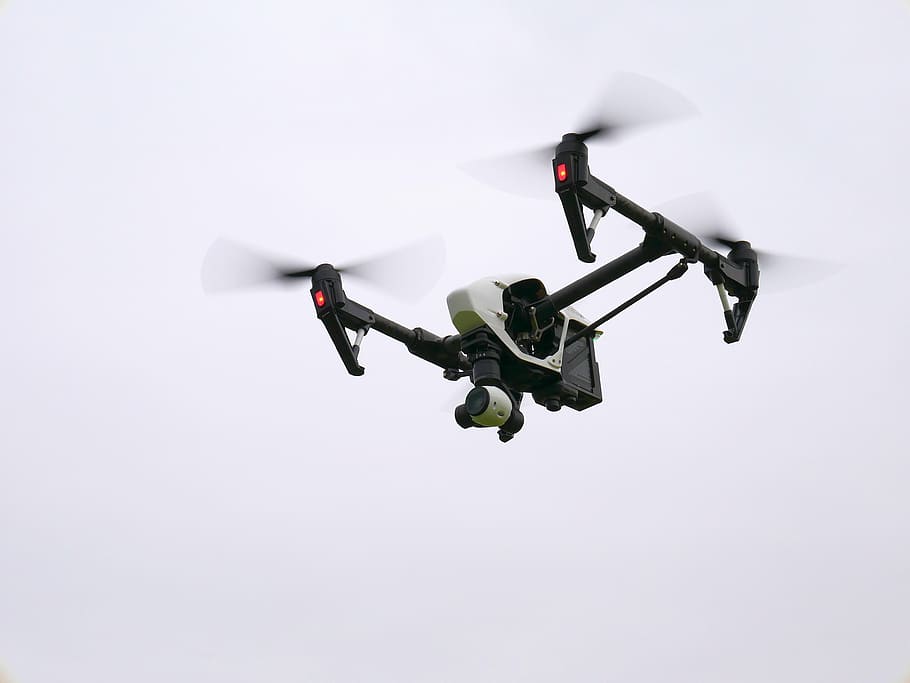 branco, preto, zangão quadcopter, voo, zangão, aéreo, remota, voar, não tripulado, quadrocopter