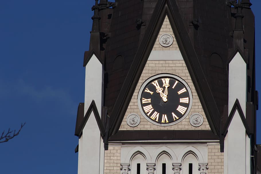 church, czech cieszyn, masaryk sets, sacred heart, clock, tower, architecture, steeple, church clock, heaven