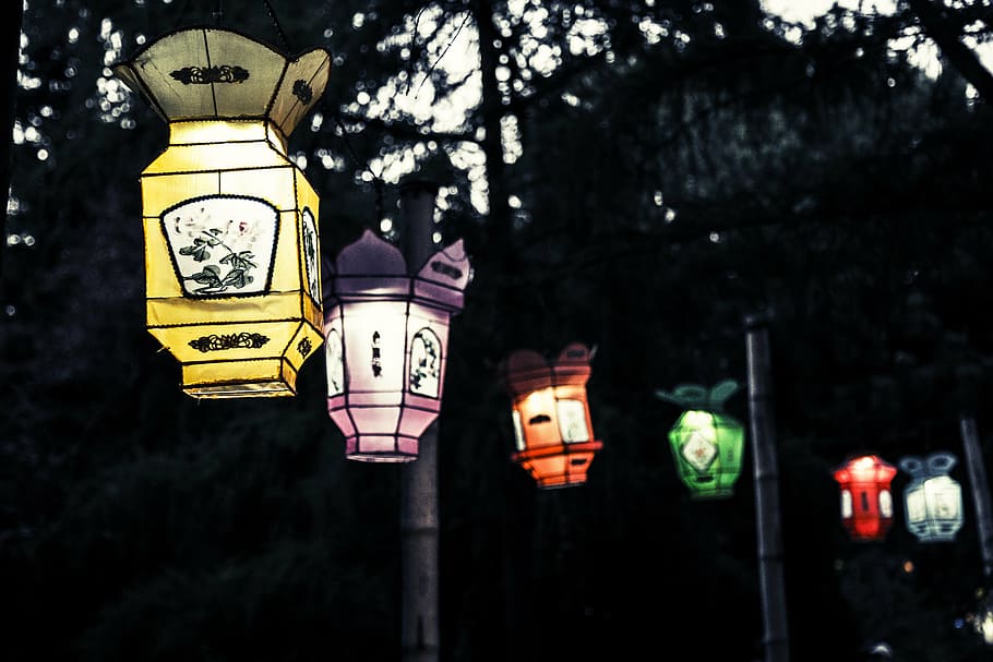 assorted-color outdoor lamp,s, lantern, chinese, new year, chinese lanterns, decorations, asian, light, night, electric Lamp