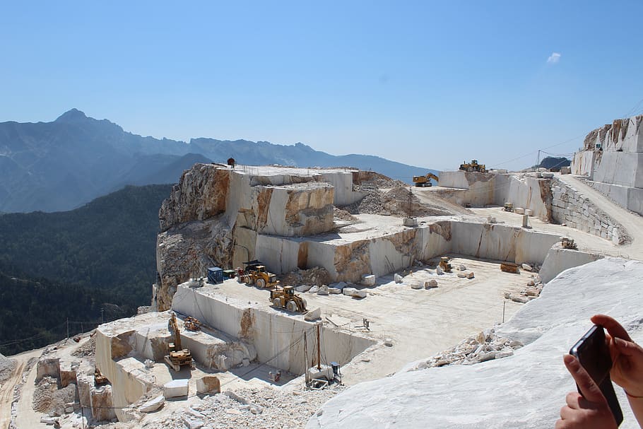 travel, outdoors, mountain, sky, panoramic, nature, rock, stone's, carrara marble, the quarries of carrara