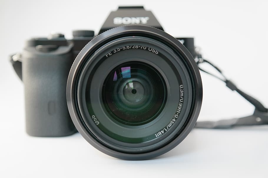 negro, sony dslr camera, Zoom Lens, cámara fotográfica, lente, cámara, distancia focal, apertura, vidrio, sony alpha 7