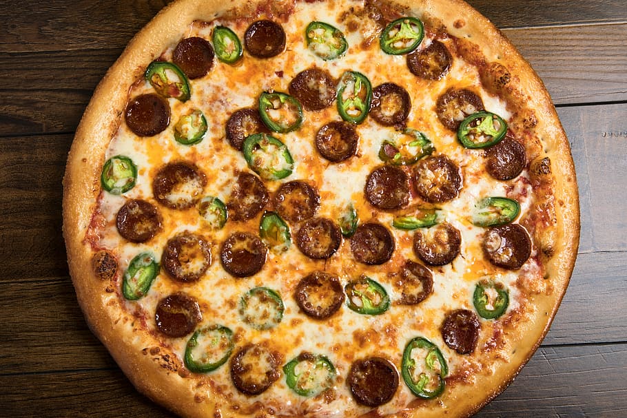 pizza round pepperoni, pizza, keju, makanan, penyegaran, adonan, makanan dan minuman, produk susu, sayur, kesegaran